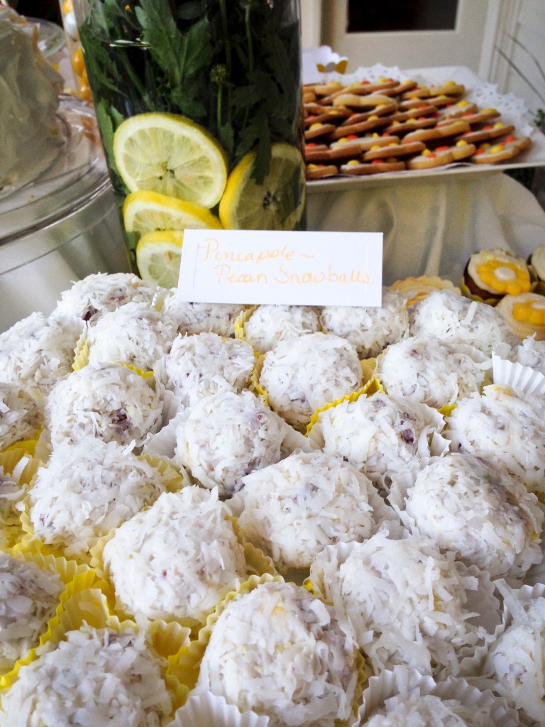 Pineapple, pecan, and coconut snowballs