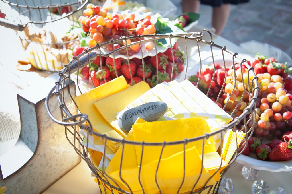 Cheese and crackers were served while pictures were being taken of the wedding party. The fruit was in abundance and so good.