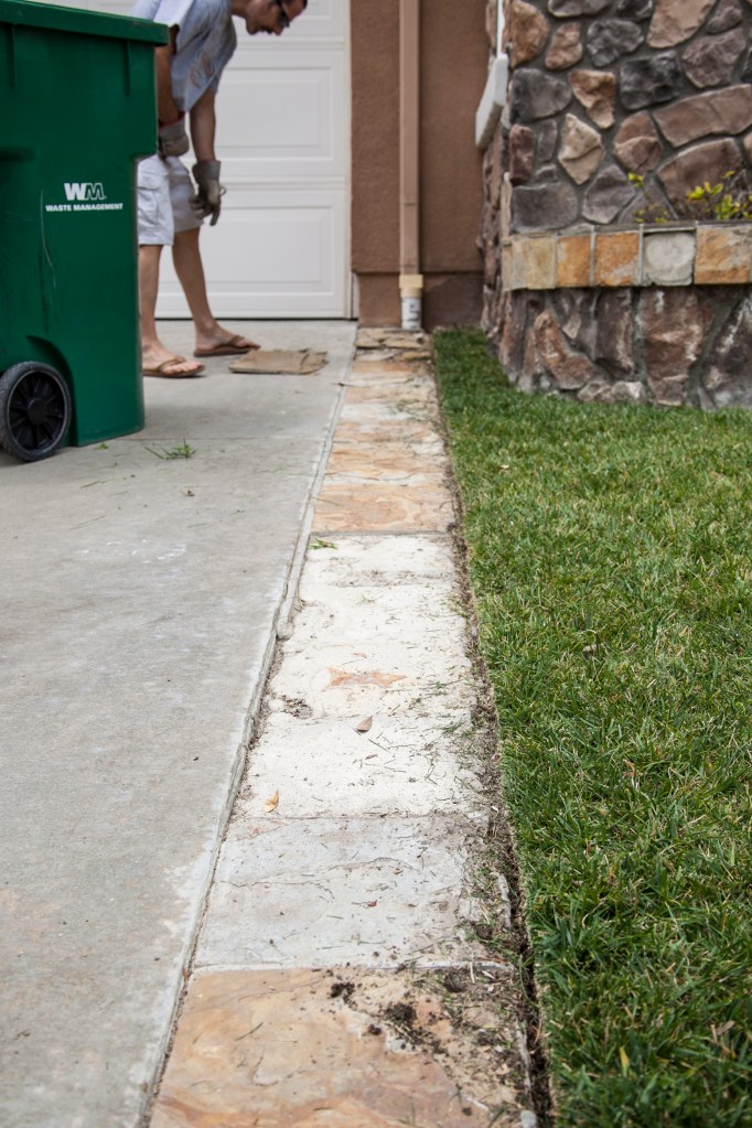 Steve is getting ready to break out the slate so we can pour a colored concrete in the space. 