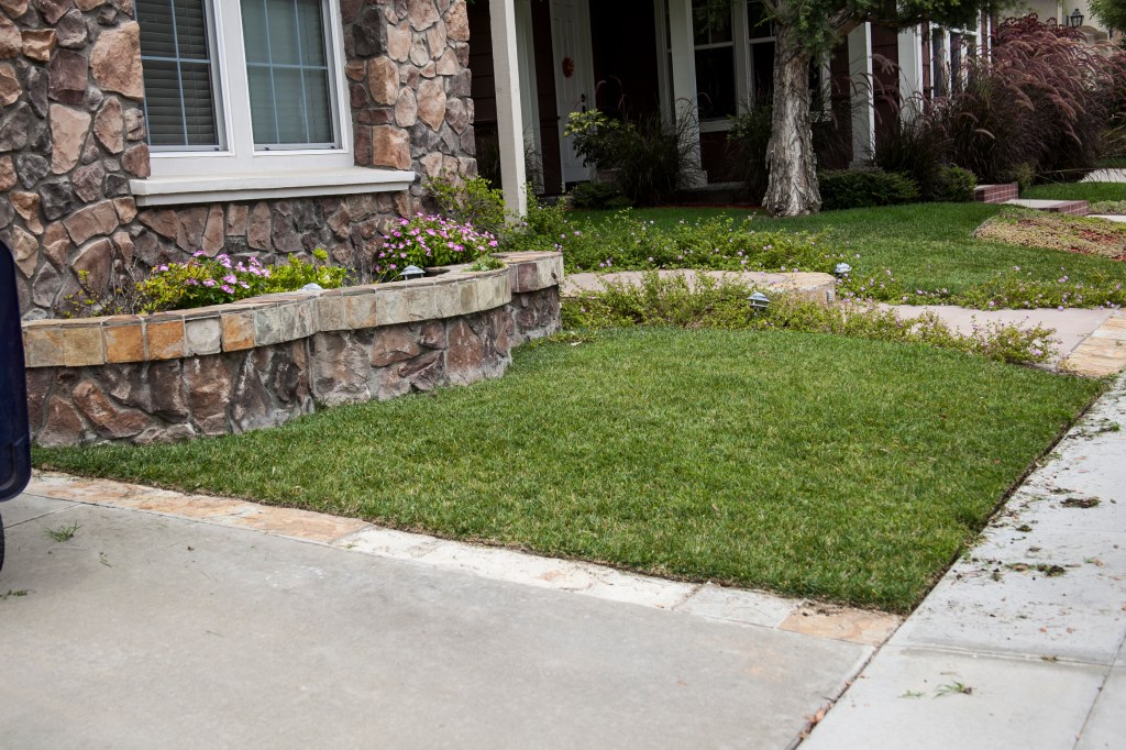 All the slate surrounding our driveway is broken. We paid to repair it and a week later a neighbor child broke it out again. It's looked this bad for years. 