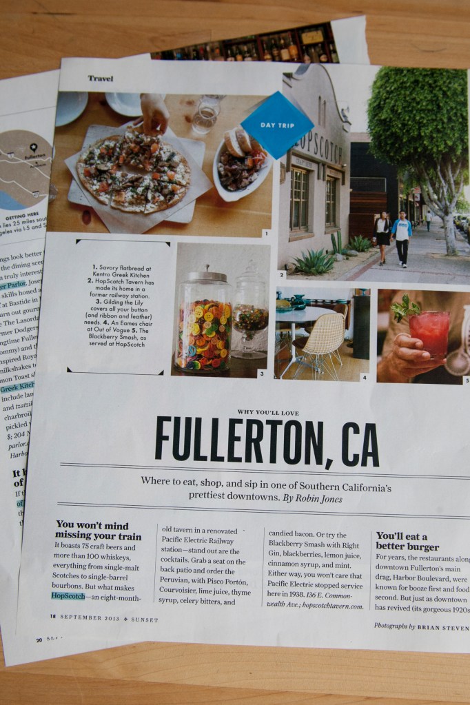 I found this segment in Sunset Magazine. It's a write up on Fullerton. It's a city close to us and I've only been there once to go shopping. I'd love to go spend the day there walking around the downtown area. It's older and really cute, full of shops and cool restaurants. I'd love to spend more time exploring Orange County like a tourist. There are a ton of reasons people come here on vacation! 