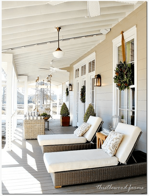 The ranch house has a wrap-around porch, it is going to be a lot of work to get it this pretty. How pretty is this? http://www.thistlewoodfarms.com/20-decorating-ideas-from-the-southern-living-idea-house