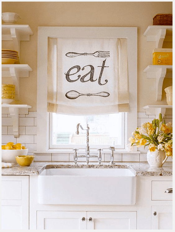 I love a farm sink! Throw in a few subway tiles and a punch of yellow? I say Yes, Please. http://www.bhg.com/decorating/budget-decorating/cheap/free-decorating-for-every-room/#page=22