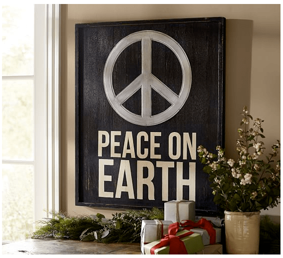 We like Peace on Earth but plan on losing the peace sign. 