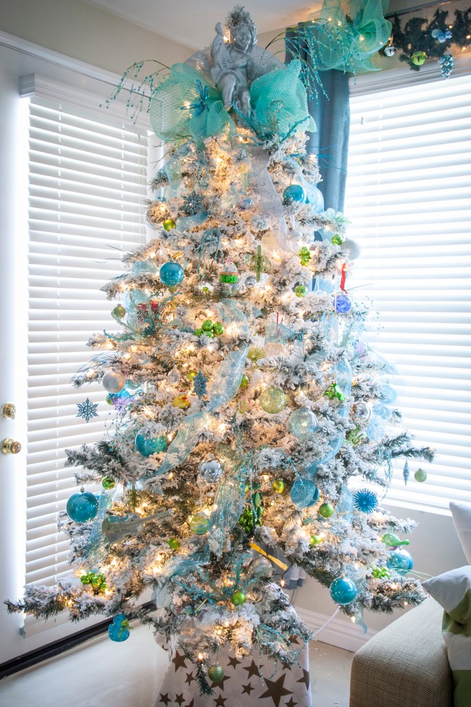 The tree. I'm a weirdo about my decorations matching the house decor. I've had different stuff for the house every time I've changed the house colors. Thank goodness these have been our colors for many years. 