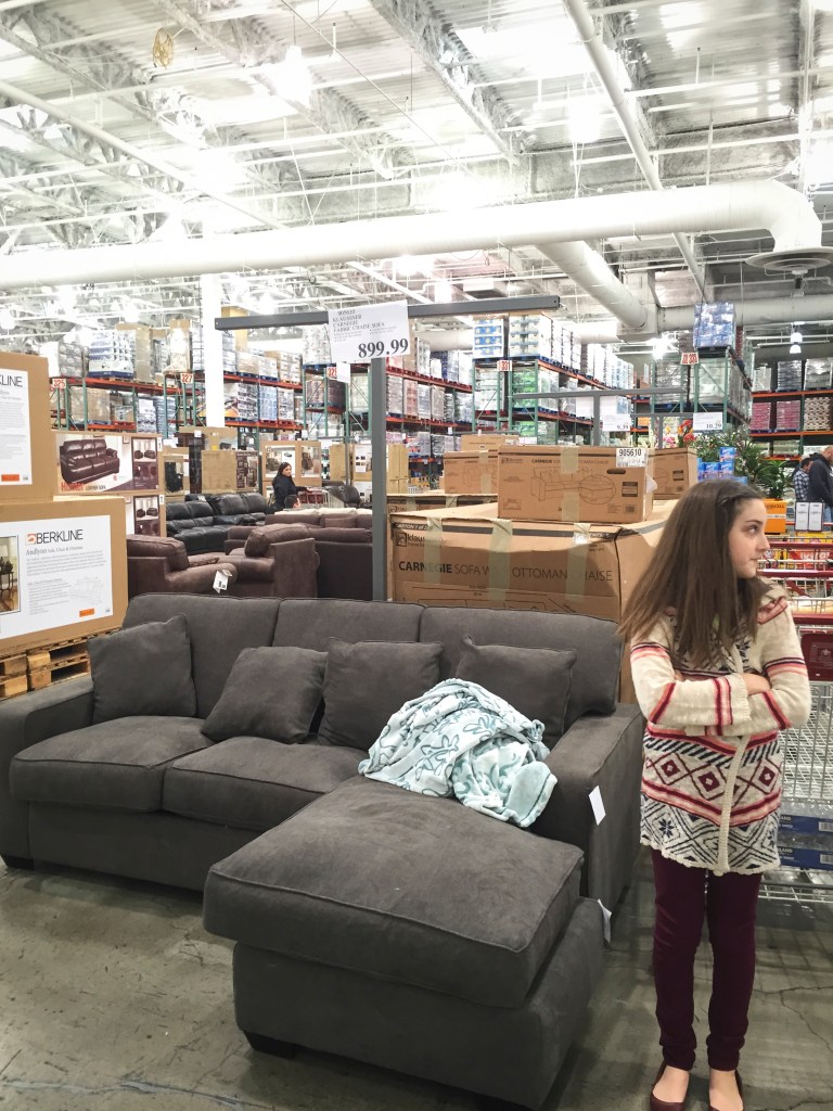 The beginning of the years means getting all the groceries stocked up, so we headed to Costco. I thought my oldest may like this couch that's pretty cheap. There is just something about Emma in this picture that I love. Sometimes when I'm shopping I just walk behind her and stare. I can't believe how fast she is growing, I don't want to forget to look at her.