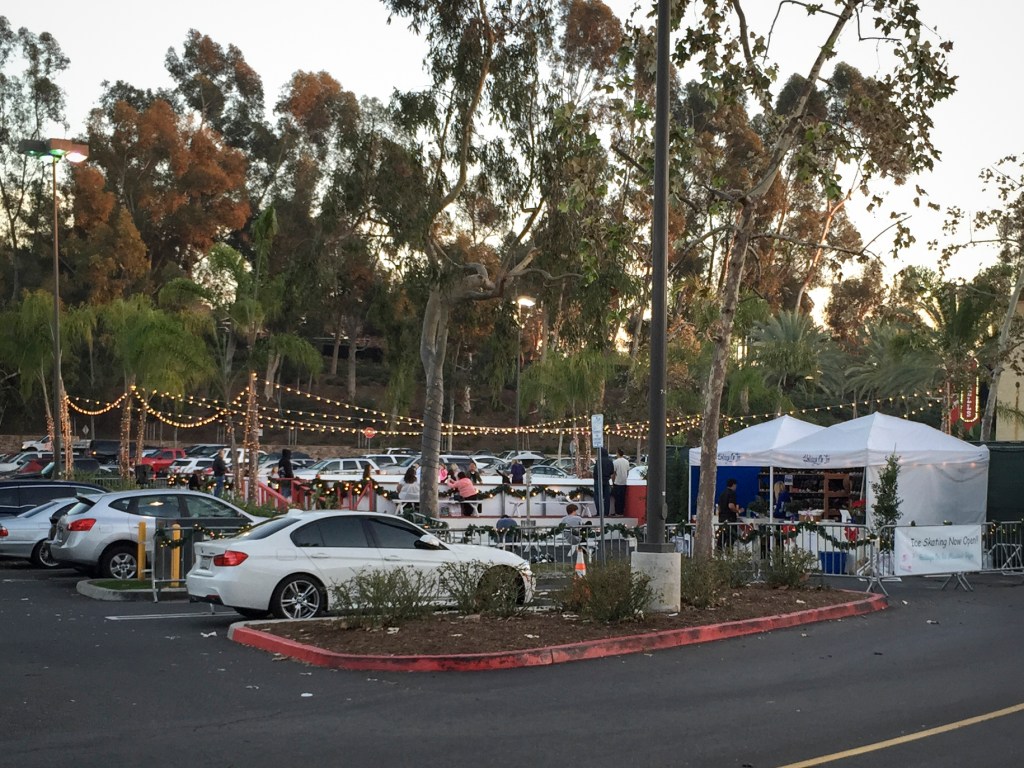Here in California we very rarely get below 50 degrees so I think it's really weird they put up an ice skating rink in our mall parking lot. Now we're talkin' wino. It was 79 degrees when I took this picture.