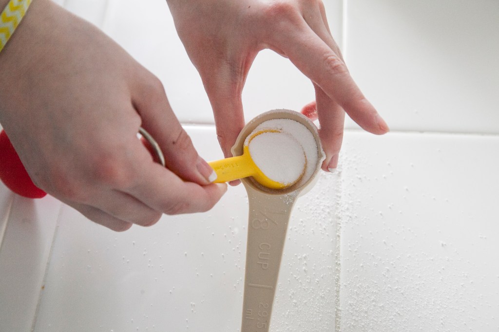 Mixing the Borax into warm water.