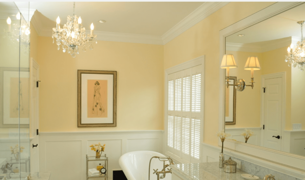 This one is really close to home for me. I have a chip in the paint behind my master bathroom mirror. It's just too small of a spot to replace the entire huge mirror for. So, I have the idea to frame out the mirror. I've been wanting to do this for a long time and I think it's about that time.