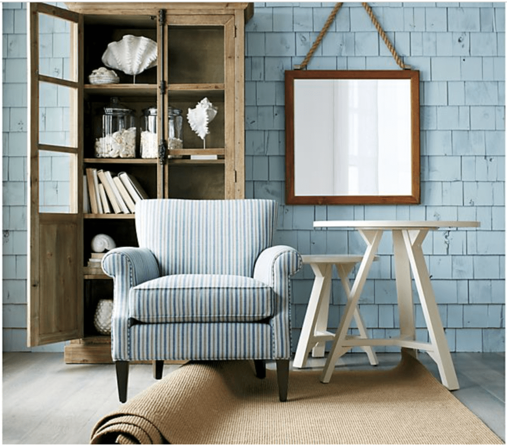 I totally love this! When I saw it I was in love...then I started thinking about dust. Don't you think this wall would get dusty? I even started picturing fuzzies from a swiffer duster stuck in the shingles. Still, it's so cute. A must for a beach love shack for sure! wink wink