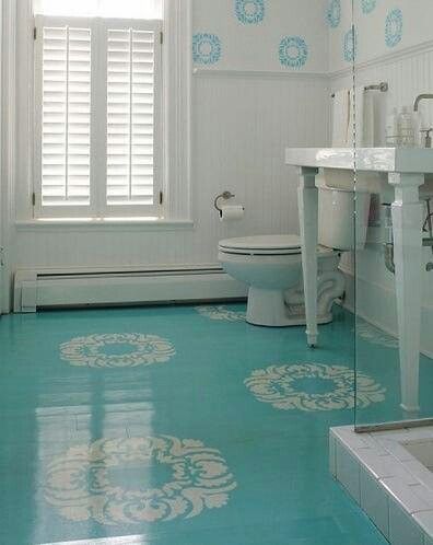 You can paint a concrete floor to totally customize a it. DARLING