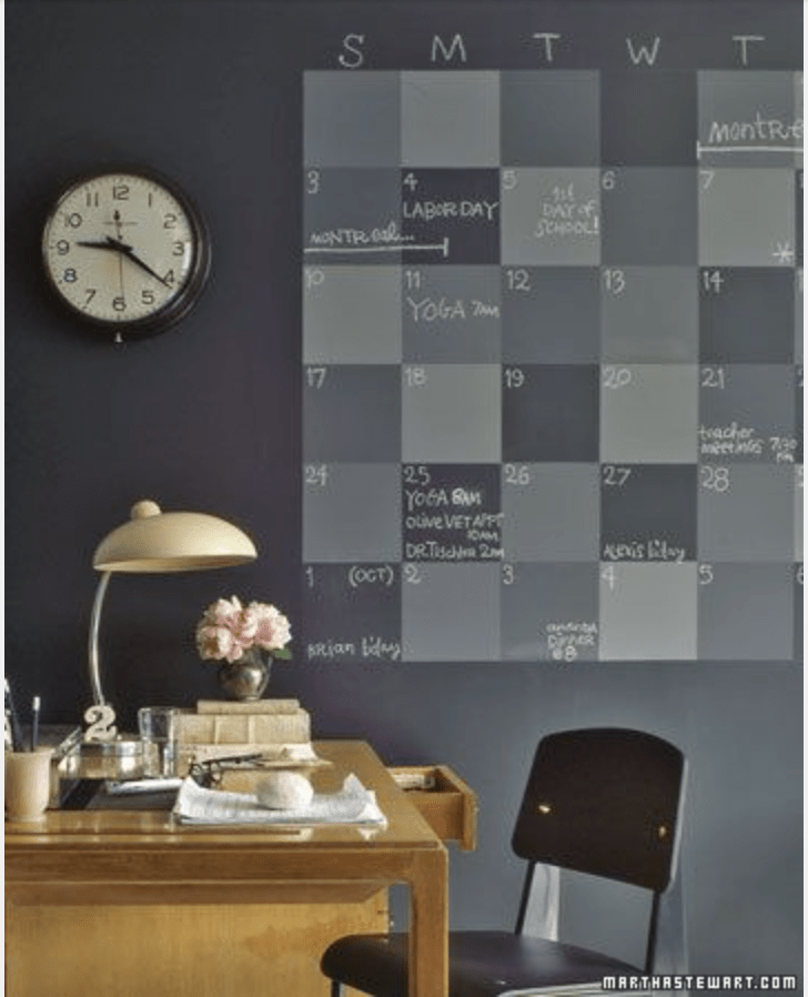I just found this pin. It was my inspiration for my chalk board wall and calendar. I know that no matter where I go, I'll have another chalk board wall. This is Martha Stewart's design. http://www.marthastewart.com/274903/25-closet-storage-and-office-organizers/@center/276989/organizing#/268187