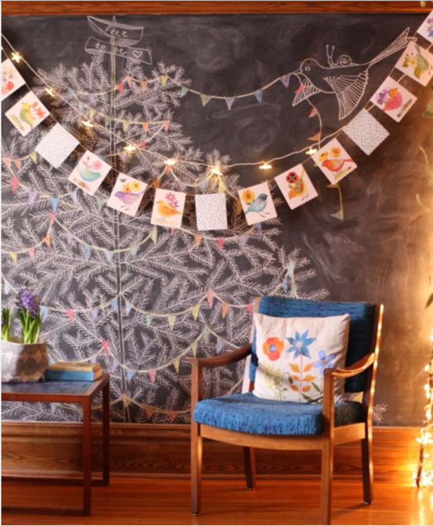 I'm thinking about a chalk wall that's a little more like this. And, no, there will not always be a Christmas tree on it.. http://www.flickr.com/photos/12967142@N05/8444623420/