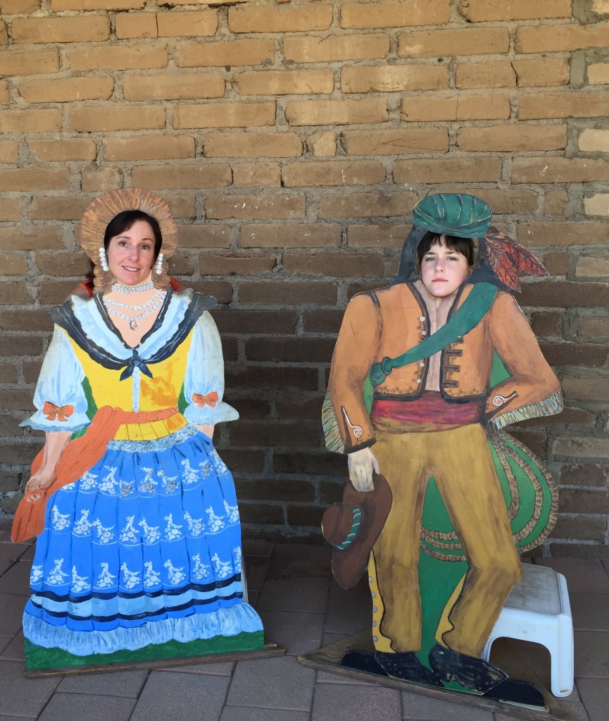 Evidence about which side of the family this weirdness comes from. My sister here with Emma at the Mission. I like how each character has to have their own personality. 