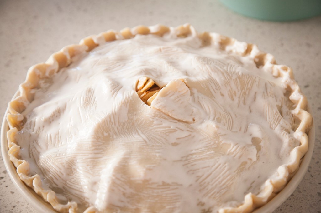 I cute a sad little heart out of the center for my vent. Trust me, it really was a heart. Brushed it with cream and put that baby in the oven. I may not have even timed it. 