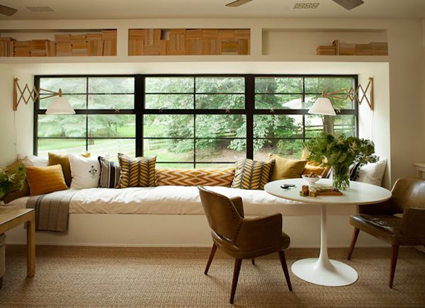 I am in love with this window seat. The plan is to install/build a seat that spans the length of the front windows. This will give Steve a place for a couple of filing cabinets and extra storage. http://www.cocokelley.com/2015/03/room-of-the-week-3-27-2/