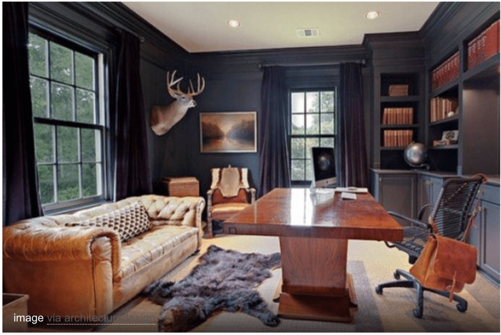 Feeling the mood of this space and really think Steve should have a darker space than the rest of the house. I feel like it looks more masculine. What do you think?http://diyready.com/man-cave-ideas-for-real-men/